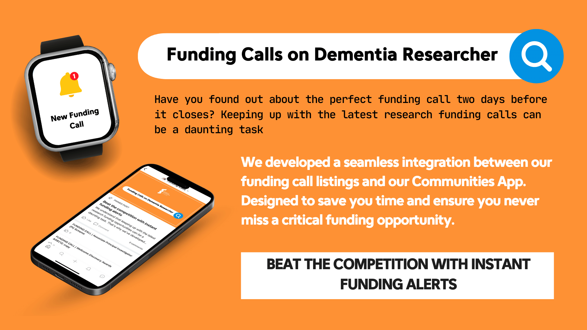 Seamless integration between our funding calls listings and our communities app. 